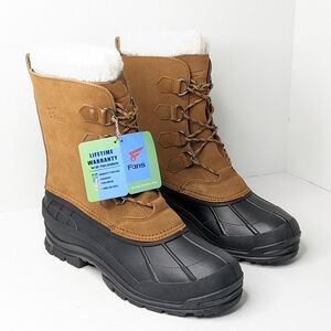8 Fans Waterproof Insulated Snow Boots, Brown Suede, Men's 13 M
